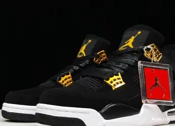 MENS 4 BLACK “ROYALTY” METALLIC 308497-032 AIR GOLD-WHITE JORDAN 0426